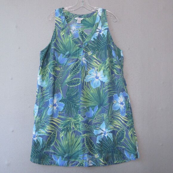 Tommy Bahama Dresses & Skirts - Tommy Bahama Dress XL Floral Shift Pockets Tencel Chambray Beach Vacation
